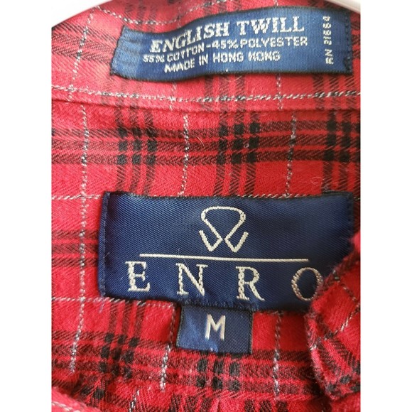 Men's Enro English Twill Red Plaid Shirt Med long sleeve Hong Kong - Picture 3 of 7